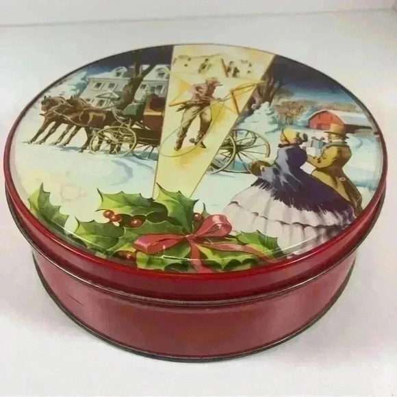 Vintage western Christmas  Deluxe Fruit Cake tin from Collin Street Bakery - Picture 2 of 9